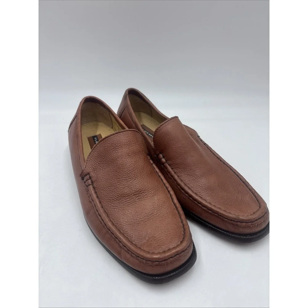 Florsheim Mens Leather Loafers Brown Slip-On Dress Shoes Size 9.5D